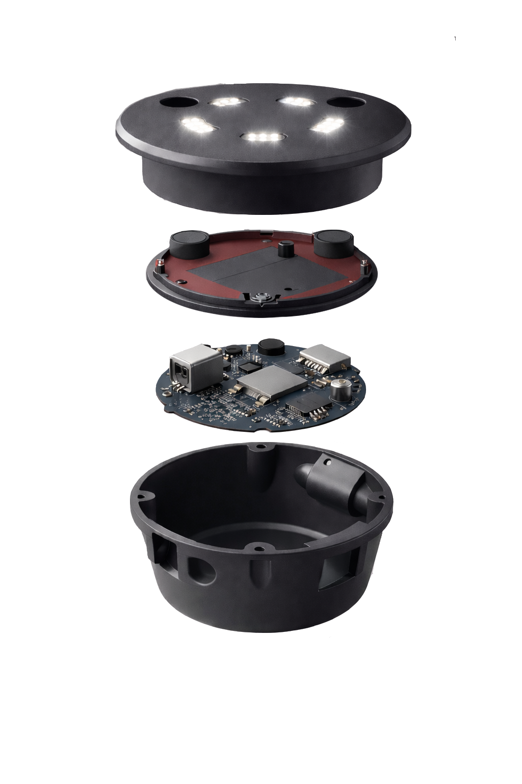 Exploded view of LoiterGuard device